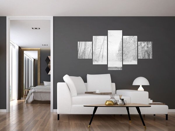 Obraz - Drewniane molo zimą (125x70 cm)