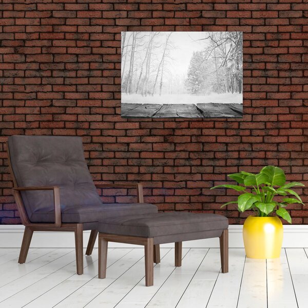 Obraz - Drewniane molo zimą (70x50 cm)