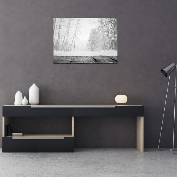 Obraz - Drewniane molo zimą (70x50 cm)