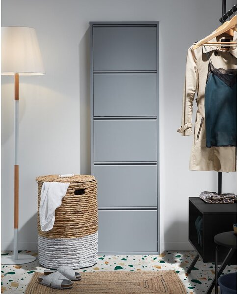 Szara metalowa uchylna szafka na buty 50x169x15 cm Ode – Kave Home