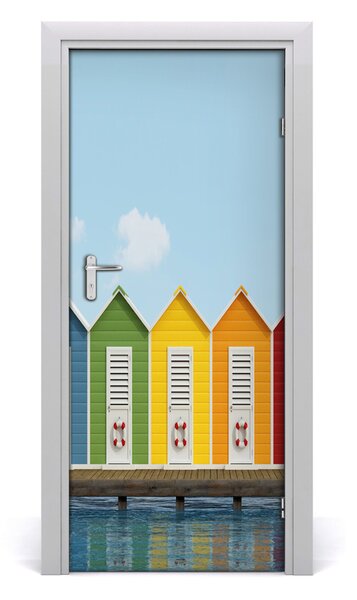 Fototapeta samoprzylepna na drzwi Plażowe kabiny