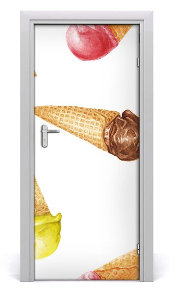 Naklejka na drzwi samoprzylepna Lody w wafelku