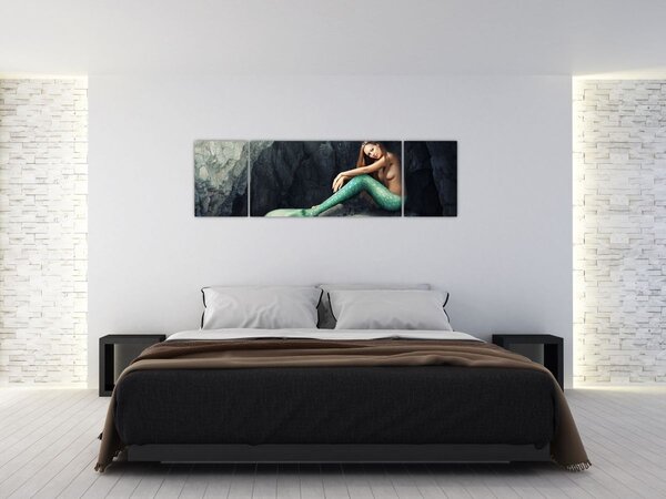Obraz - Syrenka na skale (170x50 cm)