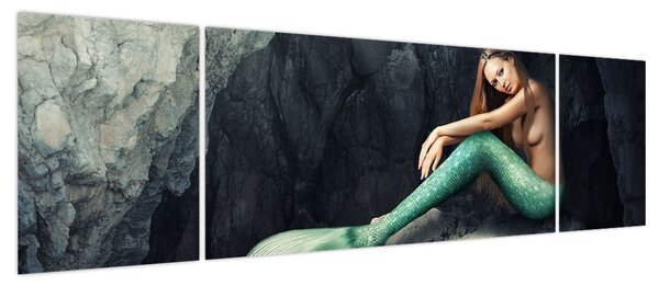 Obraz - Syrenka na skale (170x50 cm)