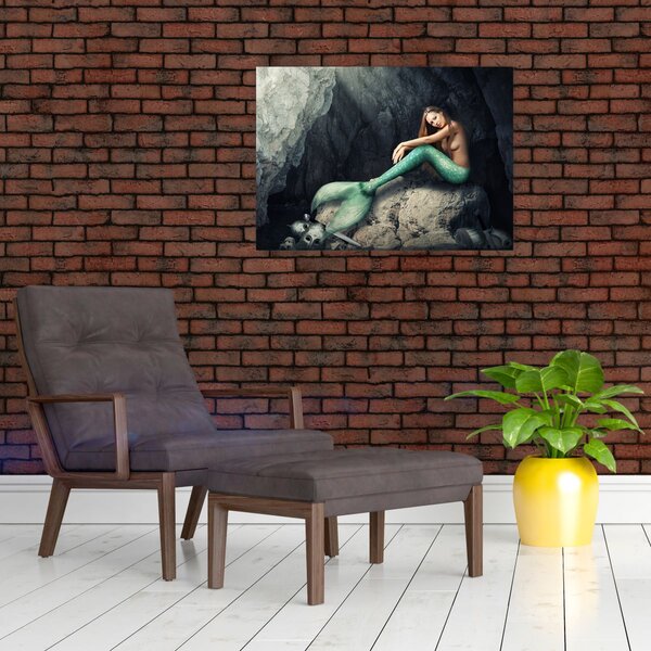 Obraz - Syrenka na skale (70x50 cm)