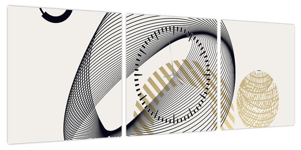 Obraz - Kształty geometryczne N⁰3 (z zegarem) (90x30 cm)