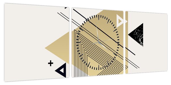 Obraz - Kształty geometryczne N⁰4 (z zegarem) (90x30 cm)