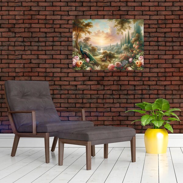 Obraz - Pawie w ogrodzie (70x50 cm)