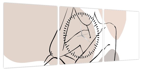 Obraz - Kobieta linia sztuki ciała N⁰1 (z zegarem) (90x30 cm)