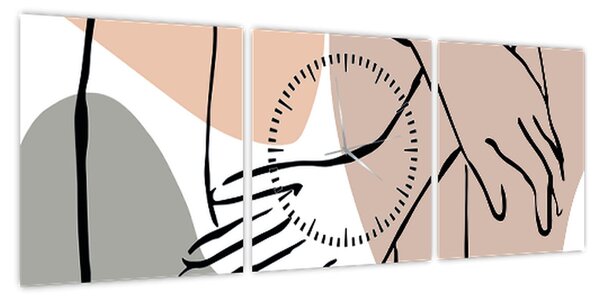 Obraz - Kobieta linia sztuki ciała N⁰2 (z zegarem) (90x30 cm)