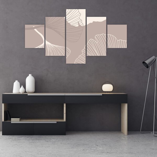 Obraz - Beżowe liście N⁰1 (125x70 cm)