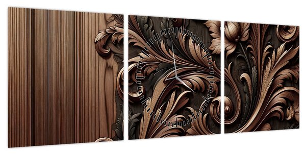 Obraz - Wzór z drewna (z zegarem) (90x30 cm)