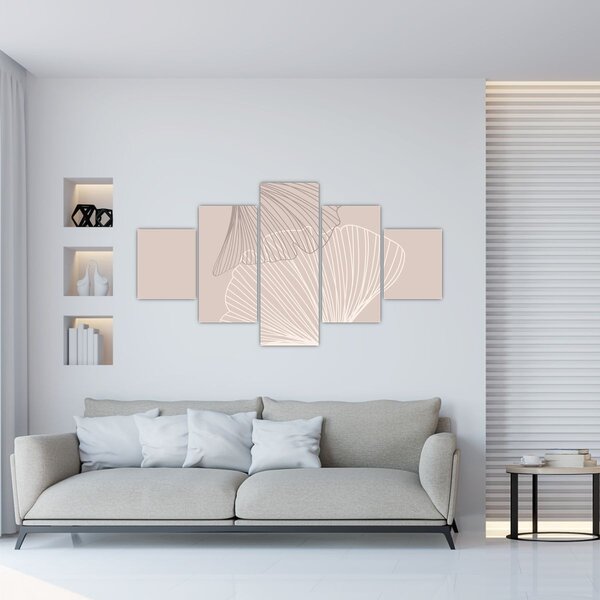 Obraz - Beżowe liście N⁰2 (125x70 cm)