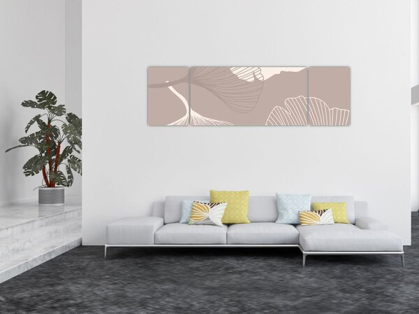 Obraz - Beżowe liście N⁰1 (170x50 cm)