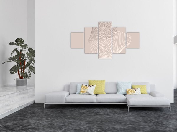 Obraz - Beżowe liście N⁰2 (125x70 cm)