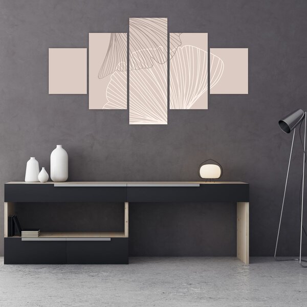 Obraz - Beżowe liście N⁰2 (125x70 cm)