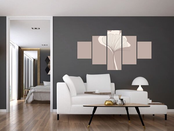 Obraz - Beżowe liście N⁰3 (125x70 cm)