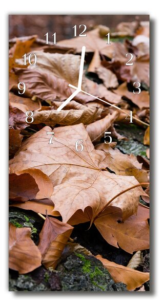Zegar Szklany Pionowy Natura Liście jesień brązowy