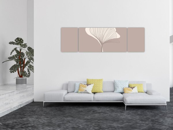 Obraz - Beżowe liście N⁰3 (170x50 cm)