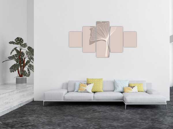 Obraz - Beżowe liście N⁰4 (125x70 cm)