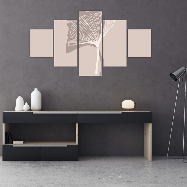 Obraz - Beżowe liście N⁰4 (125x70 cm)