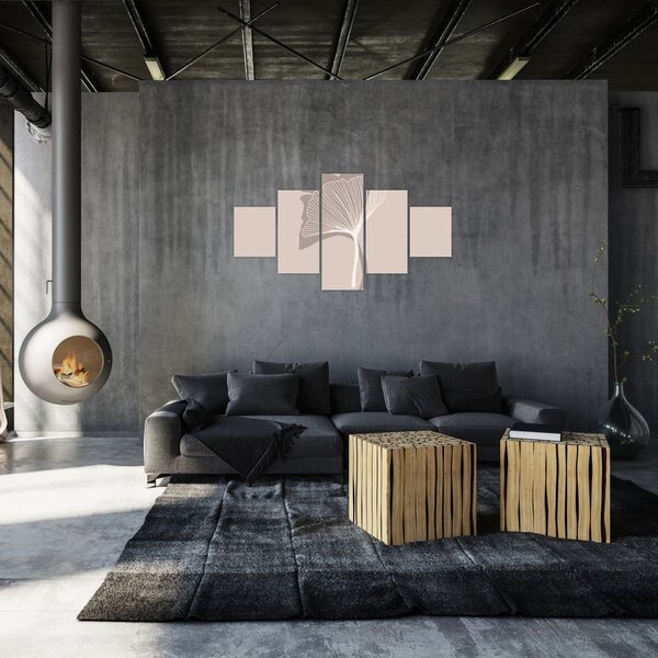 Obraz - Beżowe liście N⁰4 (125x70 cm)