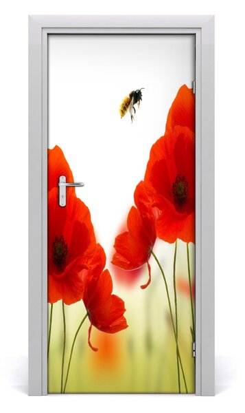Nalepka Naklejka fototapeta na drzwi Polne maki