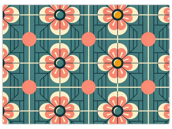 Obraz - Retro wzór z kwiatami (70x50 cm)