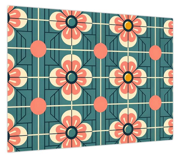 Obraz - Retro wzór z kwiatami (70x50 cm)