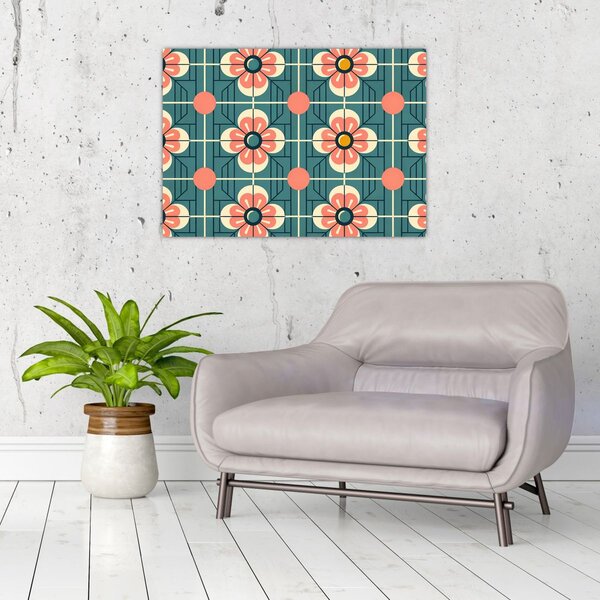 Obraz - Retro wzór z kwiatami (70x50 cm)