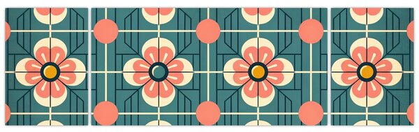 Obraz - Retro wzór z kwiatami (170x50 cm)