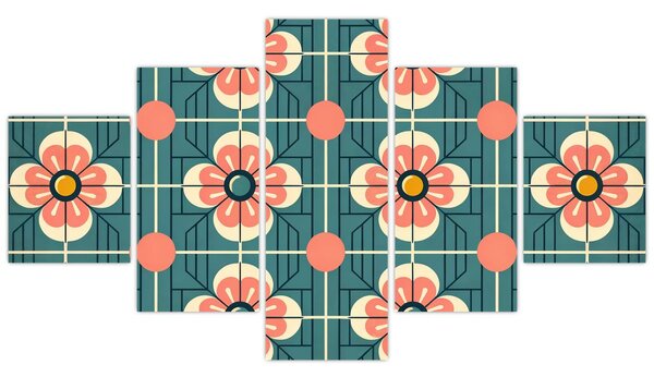 Obraz - Retro wzór z kwiatami (125x70 cm)