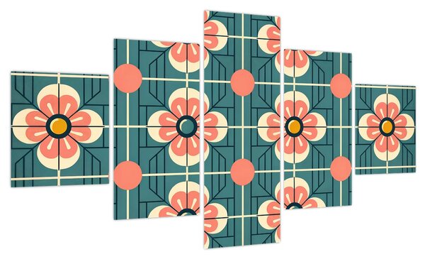 Obraz - Retro wzór z kwiatami (125x70 cm)