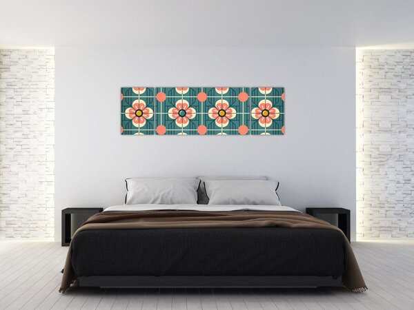 Obraz - Retro wzór z kwiatami (170x50 cm)