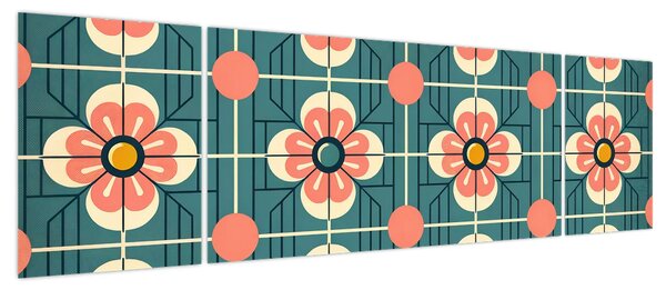 Obraz - Retro wzór z kwiatami (170x50 cm)