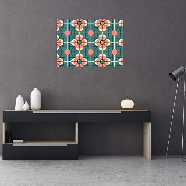 Obraz - Retro wzór z kwiatami (70x50 cm)