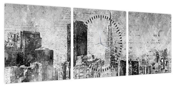 Obraz - Miasto sztuki kawowej (z zegarem) (90x30 cm)