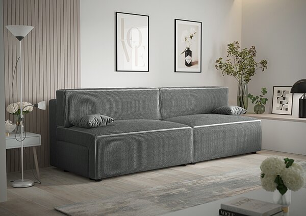 Szara rozkładana sztruksowa sofa P6-S50