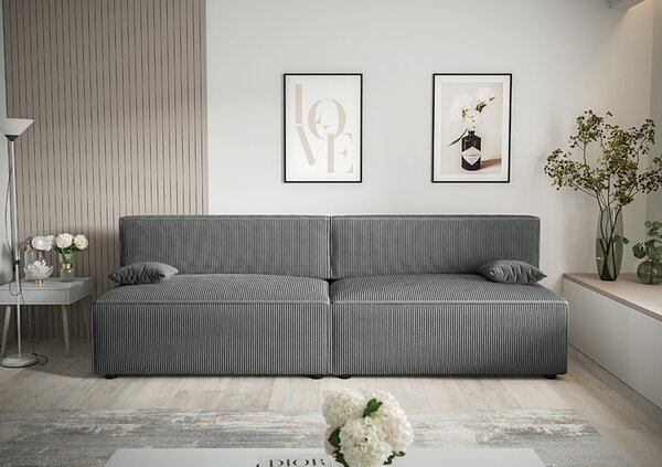Szara rozkładana sztruksowa sofa P6-S50