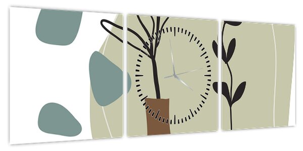 Obraz - Kwiaty w wazonie N⁰2 (z zegarem) (90x30 cm)