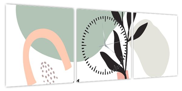 Obraz - Kwiaty w wazonie N⁰3 (z zegarem) (90x30 cm)