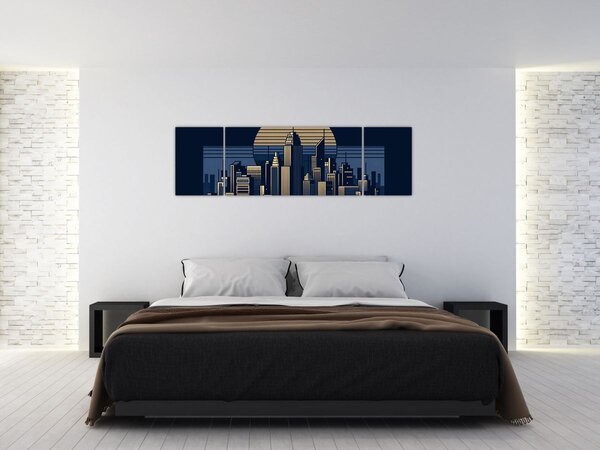 Obraz – Geometryczne miasto (170x50 cm)