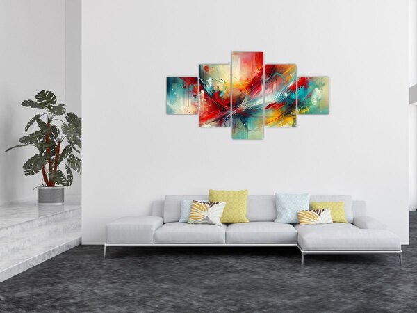 Obraz – Abstrakcja z czerwienią (125x70 cm)