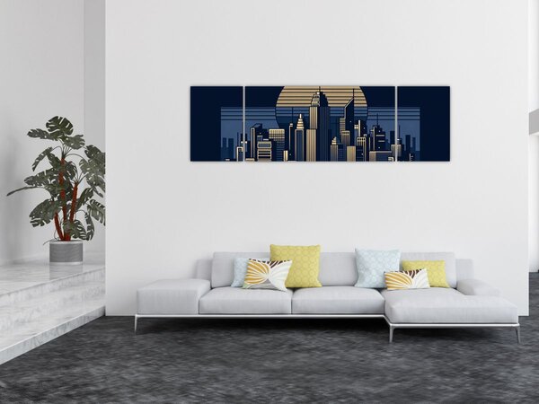 Obraz – Geometryczne miasto (170x50 cm)