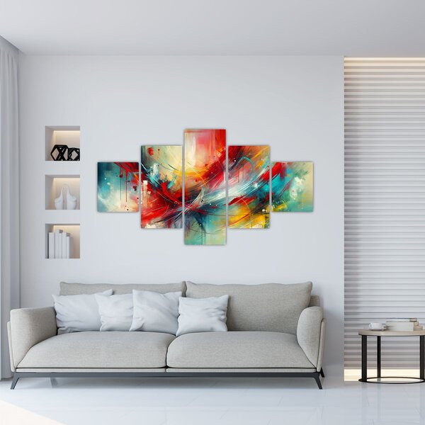 Obraz – Abstrakcja z czerwienią (125x70 cm)
