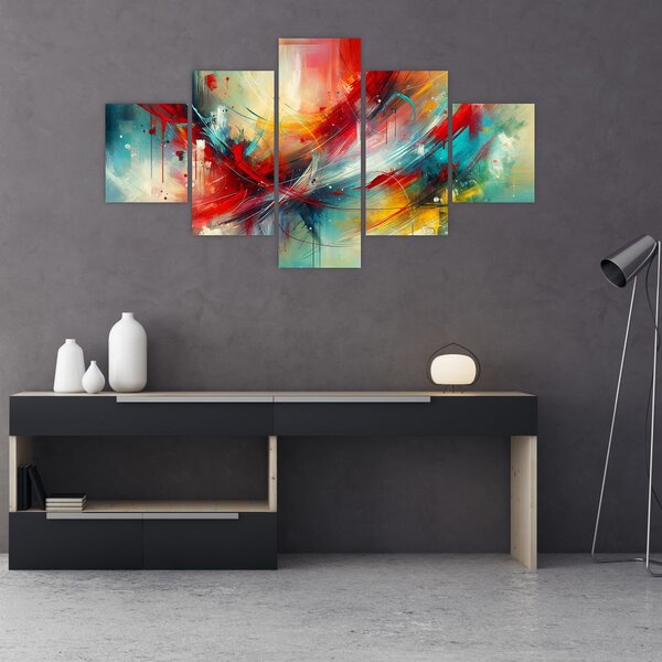 Obraz – Abstrakcja z czerwienią (125x70 cm)