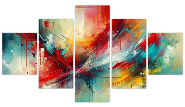 Obraz – Abstrakcja z czerwienią (125x70 cm)