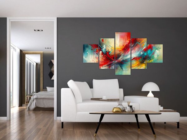 Obraz – Abstrakcja z czerwienią (125x70 cm)