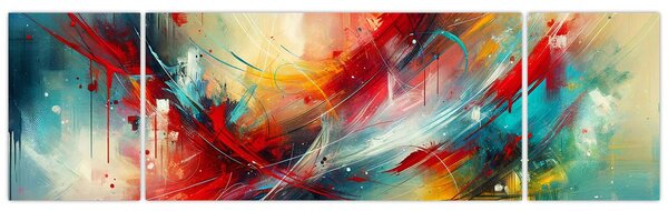 Obraz – Abstrakcja z czerwienią (170x50 cm)