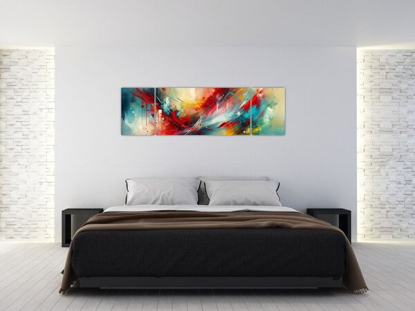 Obraz – Abstrakcja z czerwienią (170x50 cm)